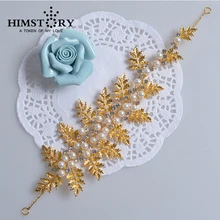 Soft Chain Gold Leaf Pearl Bridal Hair Accessoreis Bridal Wedding Hair Crown Bride Jewelry Accessories Party Decoration