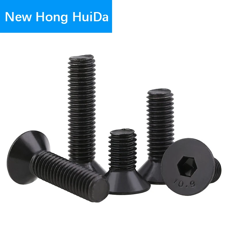 

Black Hex Flat Head Socket Cap Machine Screw Hexagon Countersunk Thread Metric Bolt Grade 10.9 Alloy Steel M4