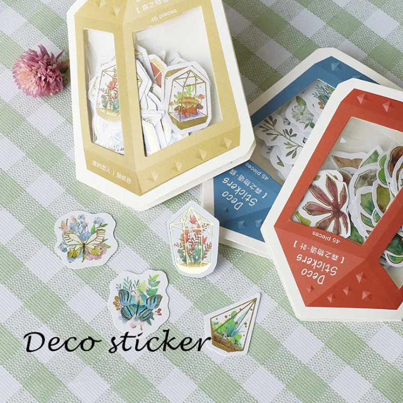 

45 pcs Forest life series sticker butterfly leaves flowers label DIY album adhesive paper Scrapbook decor sticker stationery