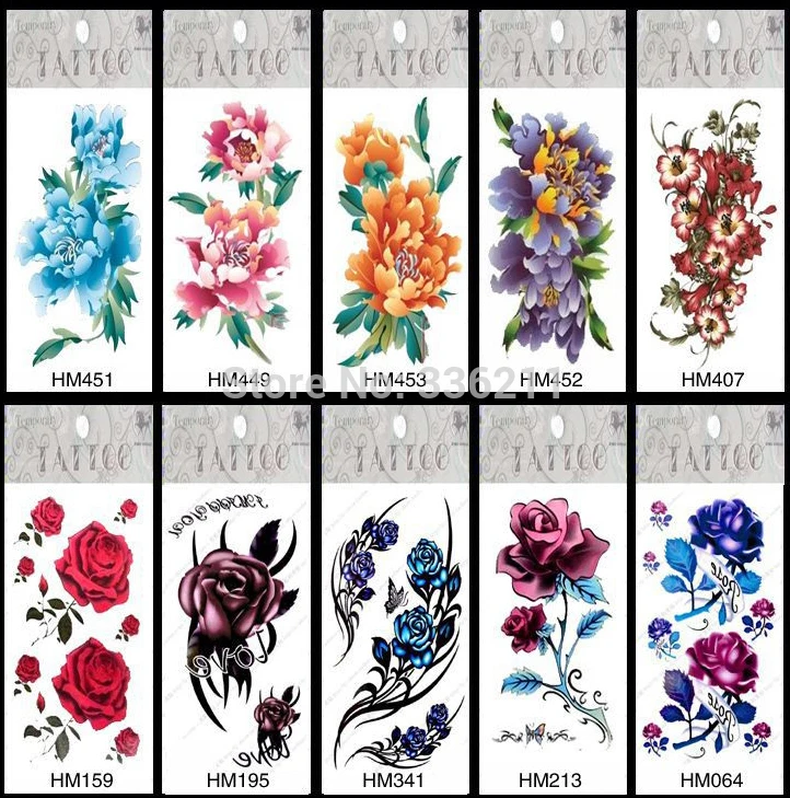 Online Get Unique Flower Tattoos Aliexpress Com Alibaba Group 5pcs Lot Hot Flower Temporary Tattoos Single Waterproof Fake S Body Art Stickers 20 Styles In From