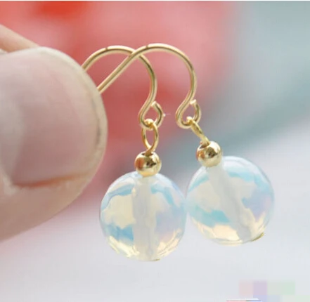 

1492 round opal faceted BEAD dangle earring