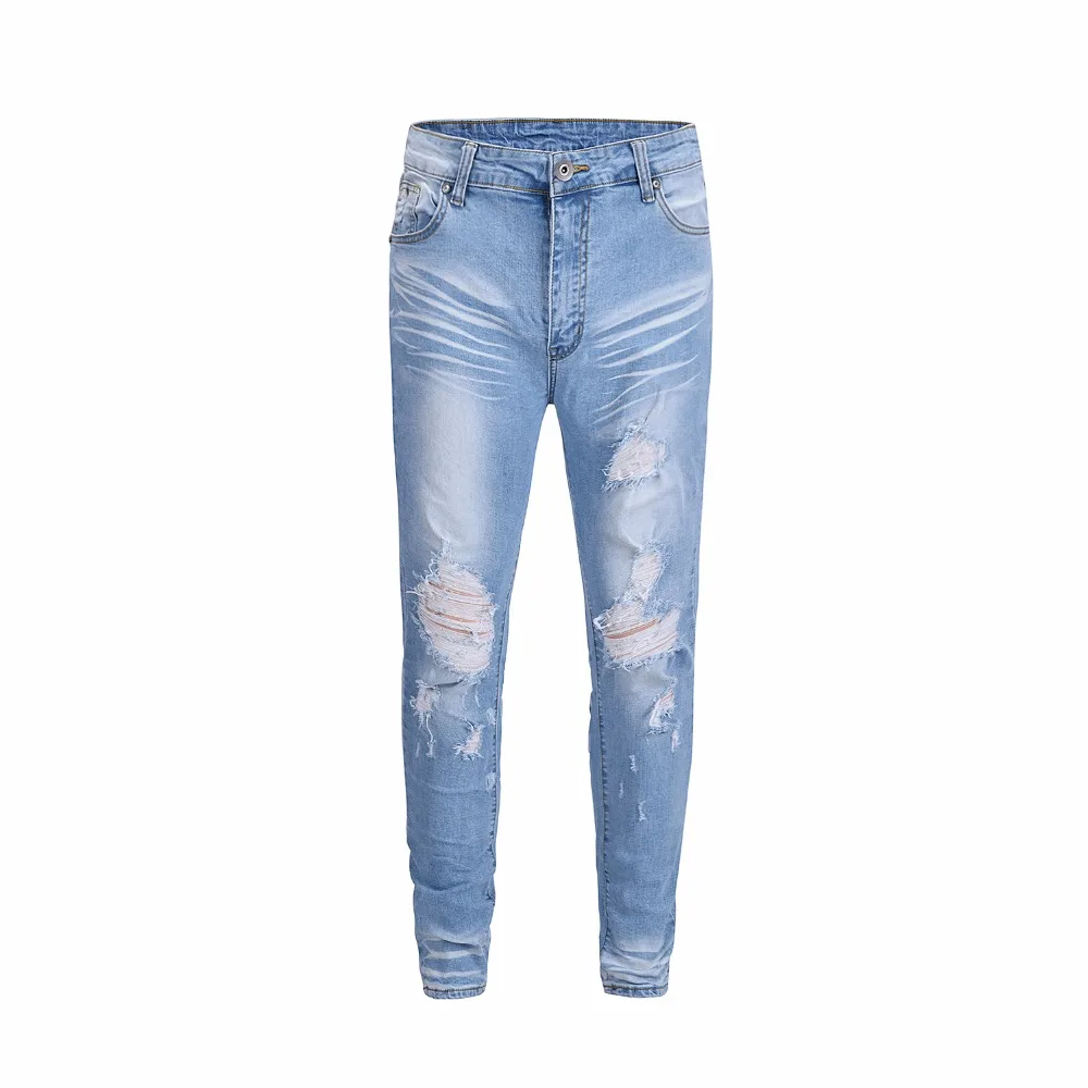 2019SS Новый Топ высокого качества Джастин Бибер туман Для мужчин рваные джинсы хип-хоп мода Повседневное Тощий Дизайнерские отверстия