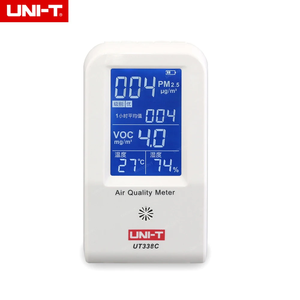 UNI-T UT338C 7 in 1 VOC formaldehyde detector PM2.5 air quality monitoring tester dust haze Temperature Humidity Moisture Meter UNI-T UT338C 7 in 1 VOC formaldehyde detector PM2.5 air quality monitoring tester dust haze Temperature Humidity Moisture Meter