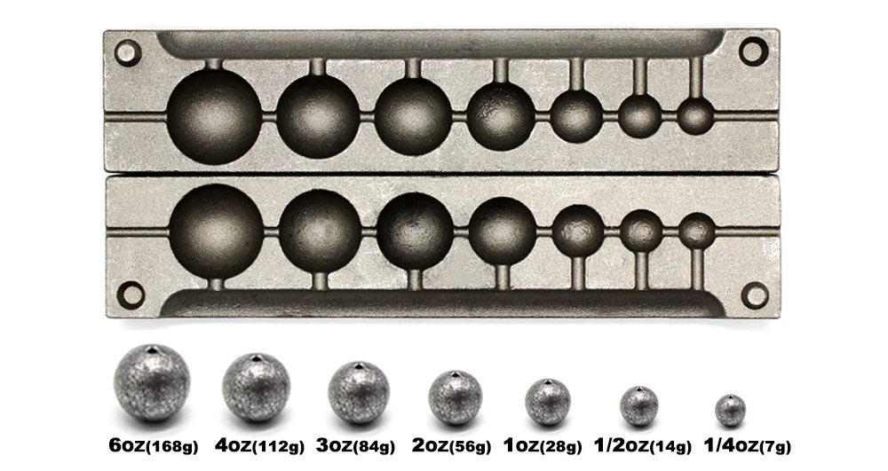 Агапэ DIY рыболовный шар грузило прессформы ADBASM/большой комбо грузик 7 г 14 г 28 г 56 г 84 г 112 г 168 г 7 полостей