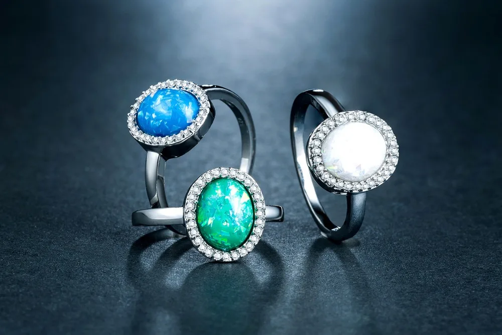 

Huitan Round Opal Ring For Women Three Color Available Engagement Proposal Ring For Ladies Wholesale Factroy Direct Selling