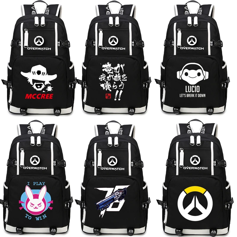  Game OW Backpack Cosplay Reaper DVA Mercy Backpacks School Bags Laptop Shoulder Travel Bags Teenage