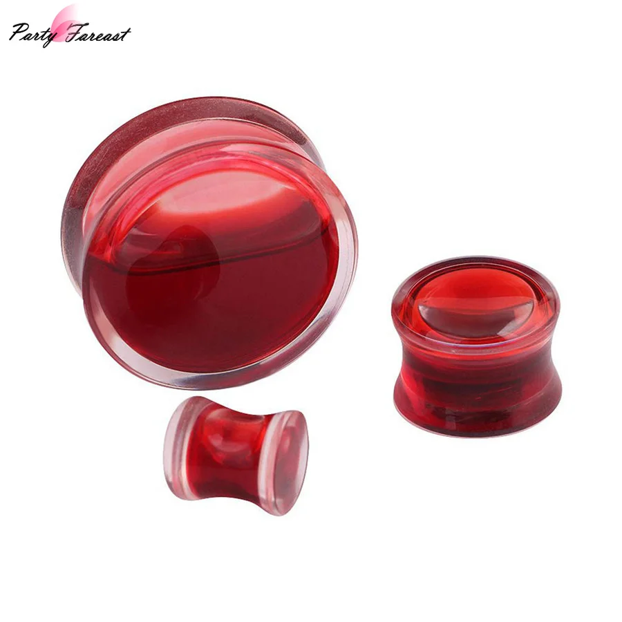 1 Pair Red Blood Ear Piercings Plugs And Tunnels Expander Earplugs