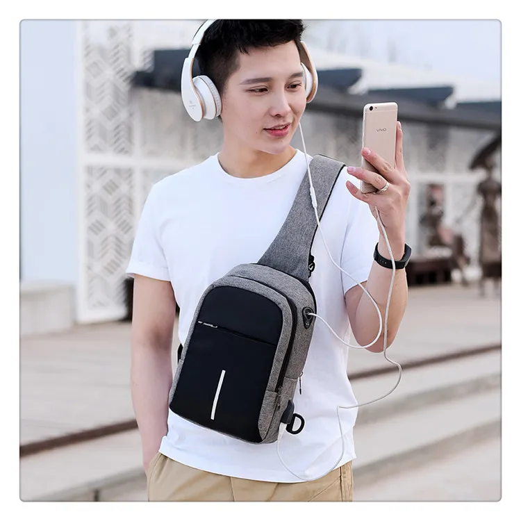 FengDong, маленькая сумка через плечо с зарядкой через usb, мужская сумка-мессенджер, Мужская водонепроницаемая сумка на лямках, новинка, сумка через плечо