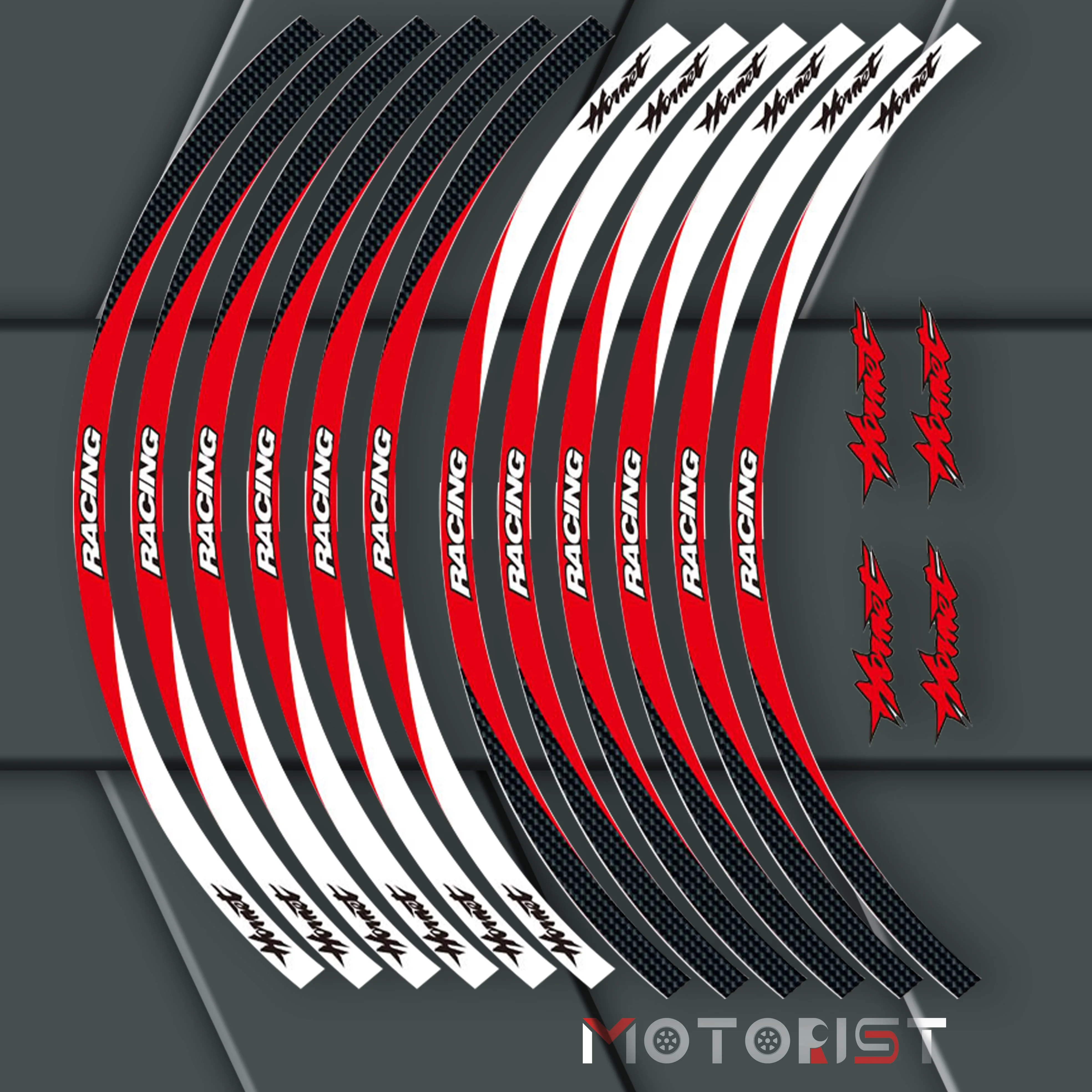 

a set of 12pcs high quality motorcycle wheel decals waterproof Reflective stickers rim stripes For Honda Hornet