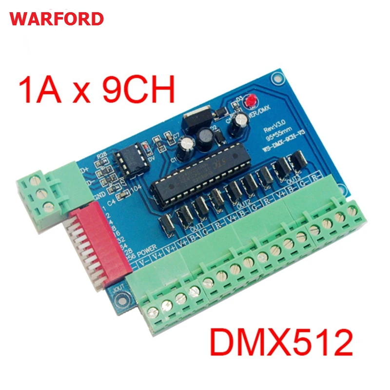 

DC5V-24V 9CH DMX512 LED Decoder 9 channel DMX 3P Constant voltage controller dimmer For led lights lamp