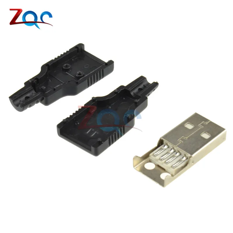 10 шт. 4 контактный разъем USB 2 0 типа А папа с черной пластиковой крышкой|4 pin male|connector