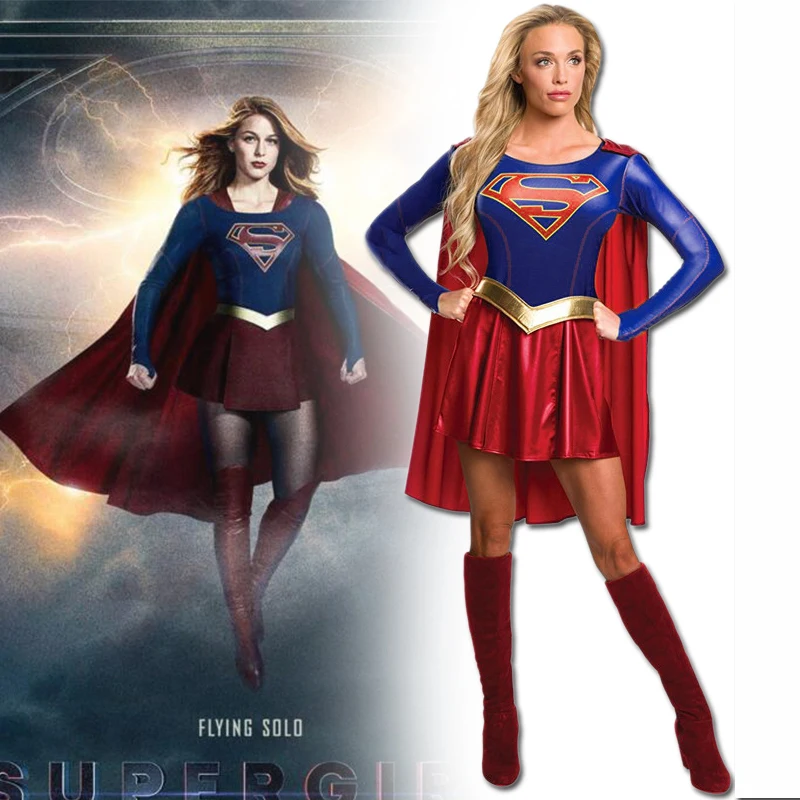 

Supergirl TV show cosplay costume Kara Zor-El Dress Cloak Girls Superman Halloween High Quality