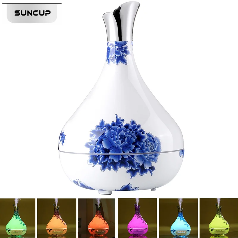 

Blue and White Porcelain Essential Oil Diffuser 300ml Air Humidifier 7Color LED Light Aroma Diffuser Aromatherapy Mist Maker