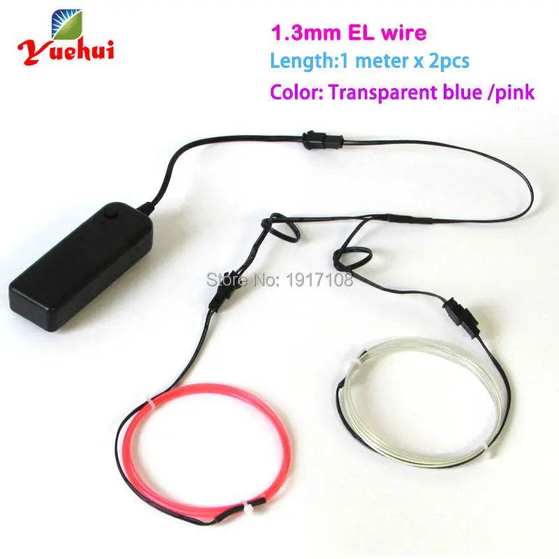 

DC3V Waterproof EL Wire 2 pieces 1meter 1.3mm Car Party Decorative Led Thread Indoor Decals Tags Flexible Neon Light Rope Tube