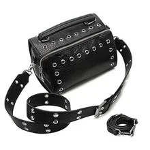 Женская сумка в стиле панк с заклепками, черная Высококачественная сумка через плечо из искусственной кожи для женщин, сумки-мессенджеры, роскошные брендовые дизайнерские женские сумки