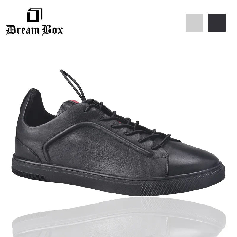 

dreambox Fashionable shoe south Korean version of men's leather sports shoes elastic shoelace white shoe leather white shoes