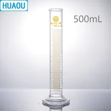 HUAOU 500 мл измерительный цилиндр с носиком и градацией со стеклянным круглым основанием лабораторное химическое оборудование