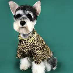 Шнауцер собака Леопард с кнопкой дизайн корпоративный узор рубашка прилив бренд узор пятно с коротким рукавом кошка Весна и лето