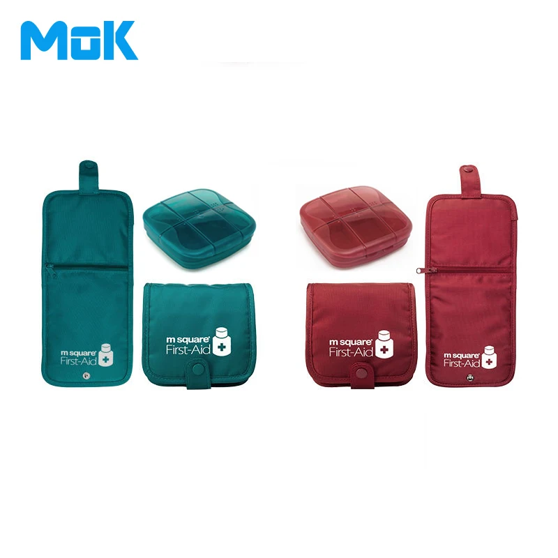 Online Alta calidad portátil caja de la píldora de plástico y bolso práctico cuadrado Médicos kit con bolsa de viaje kit de primeros auxilios de emergencia 1 unidades