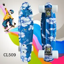 22 Inch complete Mini Skate board With White flowers pattern for Girl and boy to Enjoy the skateboarding Mini rocket board original 5 25 royal mike motruck for skateboarding made by aluminum with spitfirie logo cool black truck skate board