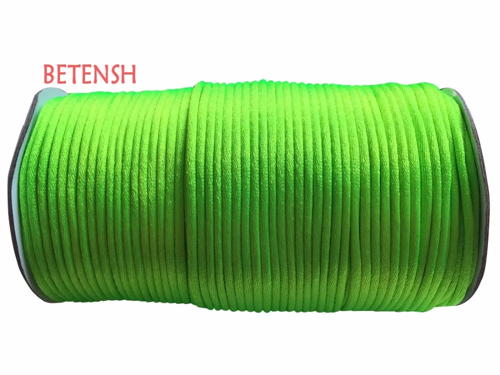 

2mm Neon Green Rattail Satin Nylon Cord-350M/Roll DIY Jewelry Accessories Macrame Rope Bracelet Theard Beading Cord