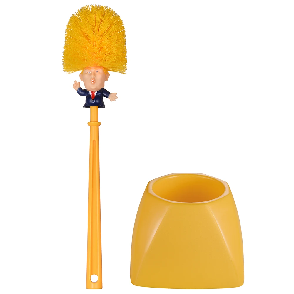 

high quality plastic PET trump toilet brush with bowl