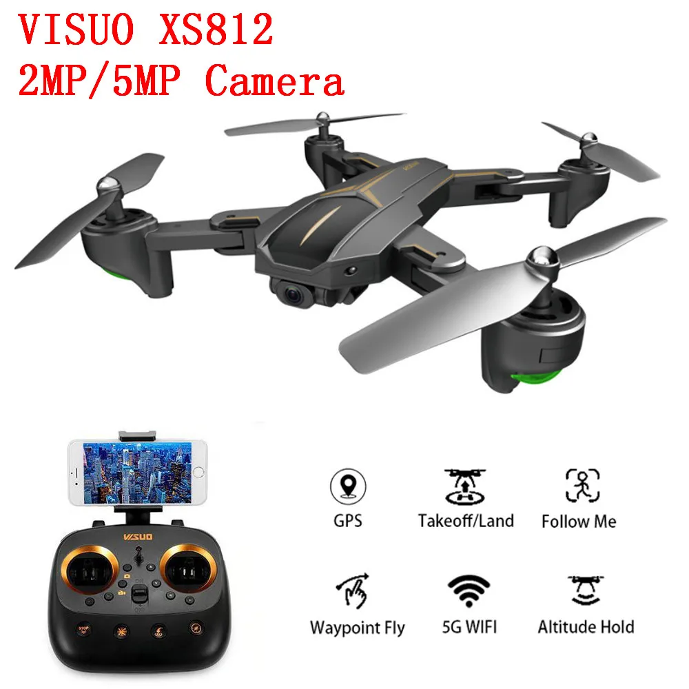 

2018 New VISUO XS812 GPS 5G WiFi FPV 2MP/5MP HD Camera 15mins Flight Time Foldable RC Drone Quadcopter RTF Kids Birth Gift