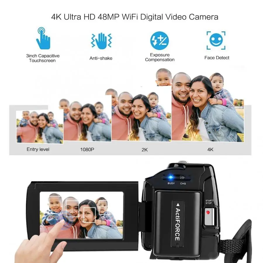 VBESTLIFE 4K Wifi цифровая камера ночного видения Видеокамера 16X Zoom 48MP 3 &quotс батареей