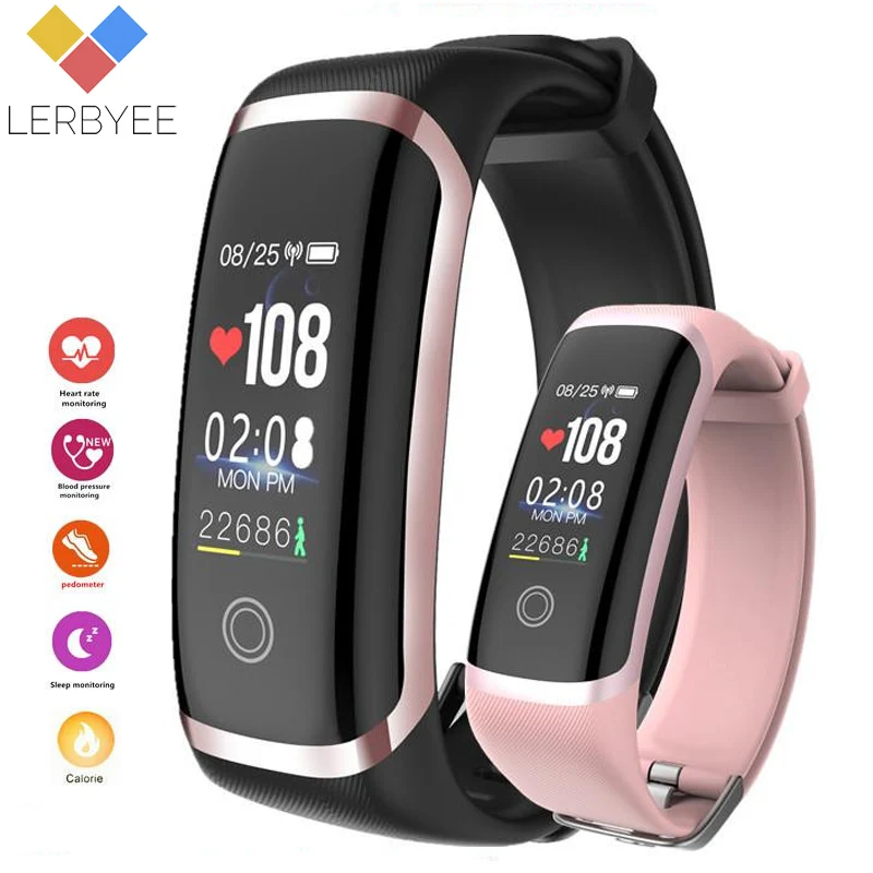 

Lerbyee Smart Watch M4 Blood Pressure Waterproof Fitness Watch Heart Rate Monitor Color Screen Smart Bracelet for iOS Android