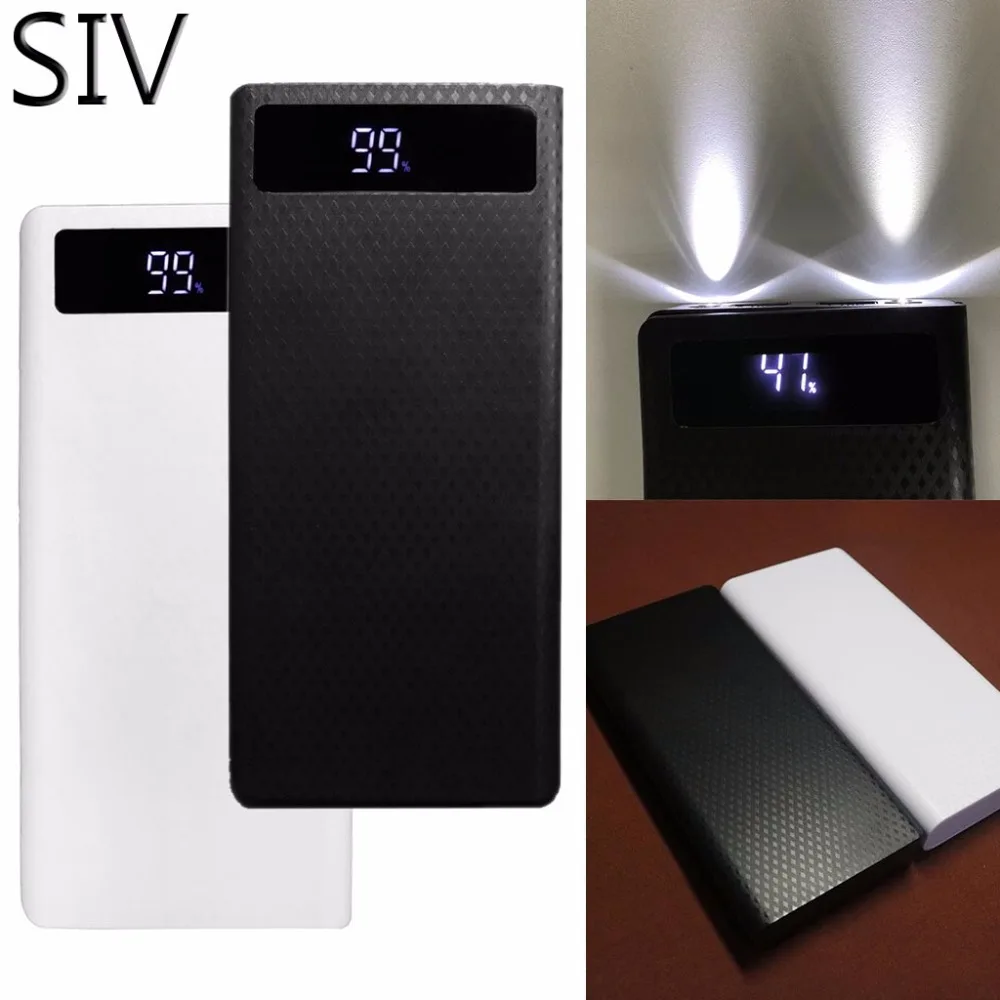 

SIV Portable Slim Dual USB LED Light 8x 18650 Battery DIY Power Bank Box Holder For Mobile Phone