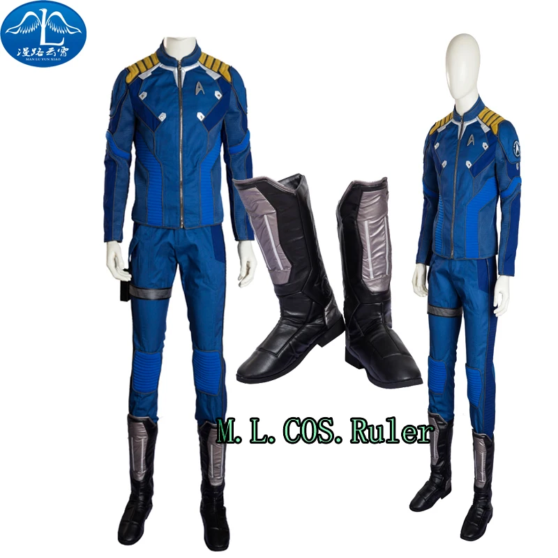 

Custom Made COS Star Trek 3 Captain Kirk Cosplay Uniform Costume Star Trek Beyond Commander Battle Blue Suit Any Size