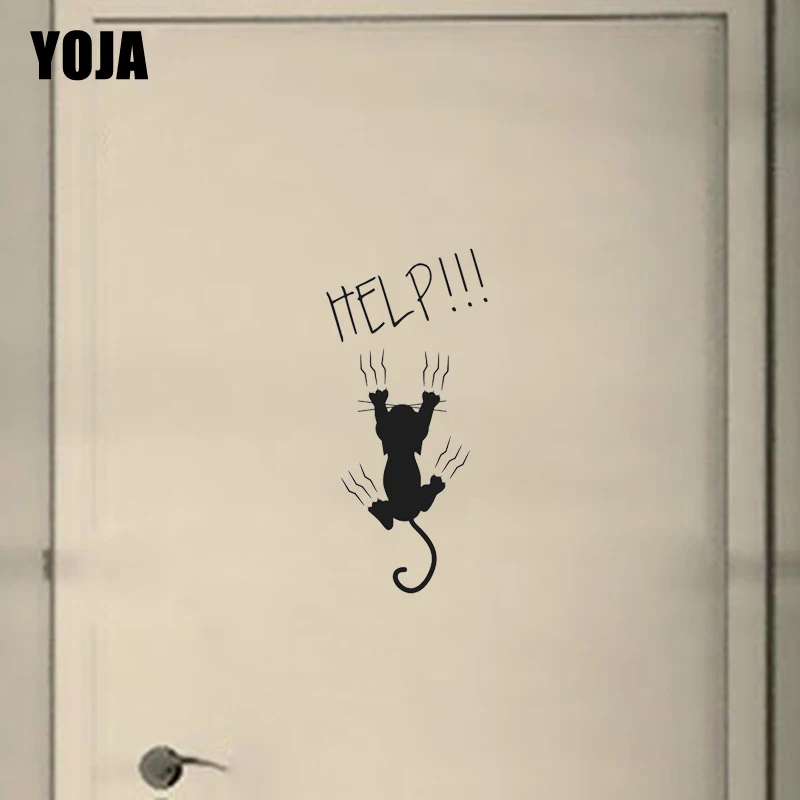 YOJA 11 92*25 см помочь кошка Falling дверей комнат наклейки на стену Спальня Декоративные