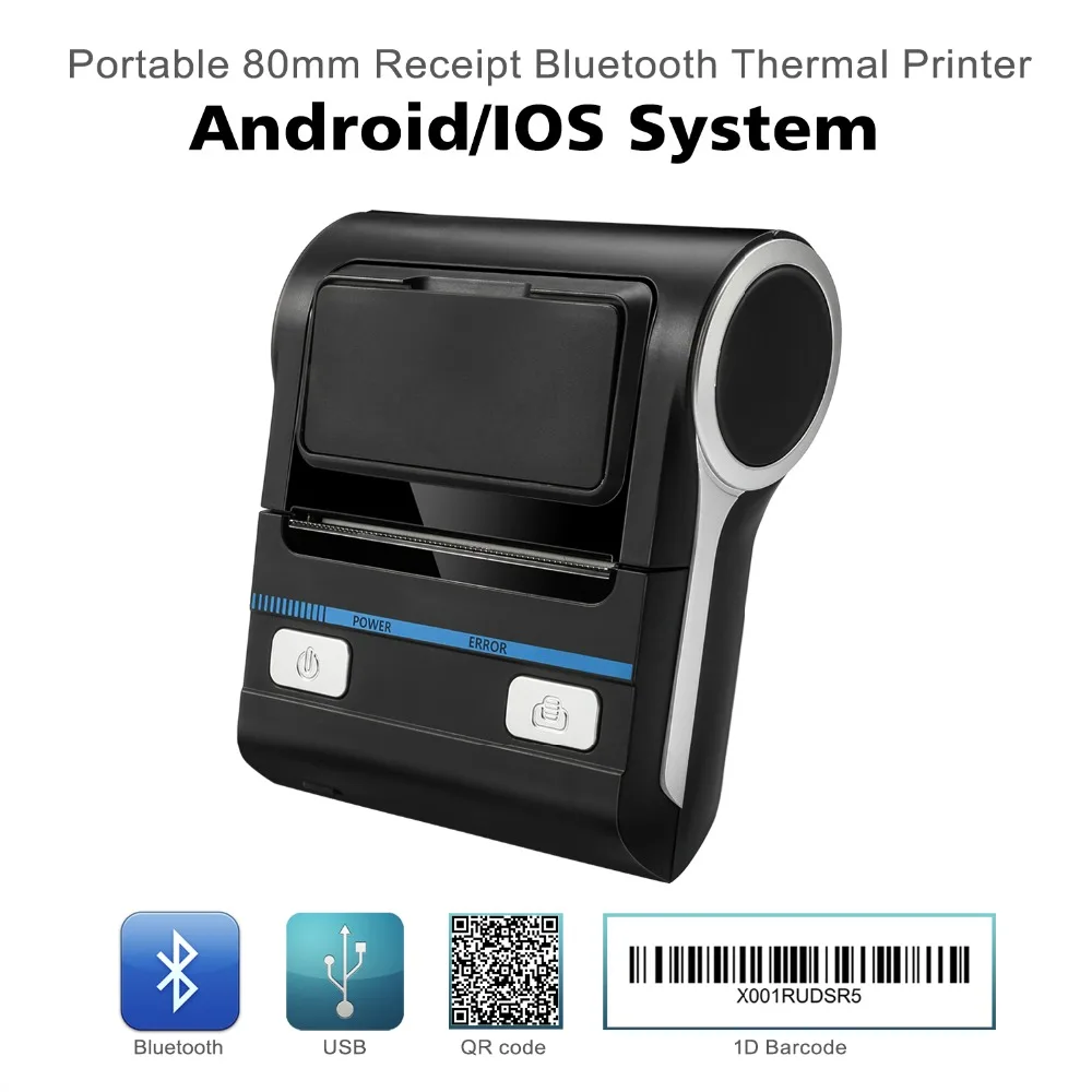 MHT-P8001 80 мм портативный Android, IOS, windows мобильный термопринтеры с USB Bluetooth для ресторана розничная торговля