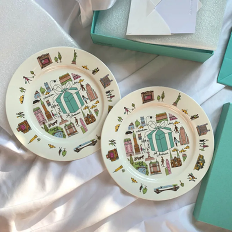 

Northern Europe Japanese Limited New York Fifth Avenue Ceramics Plate Tableware Set Action Figure Model Birthday Gift X1108