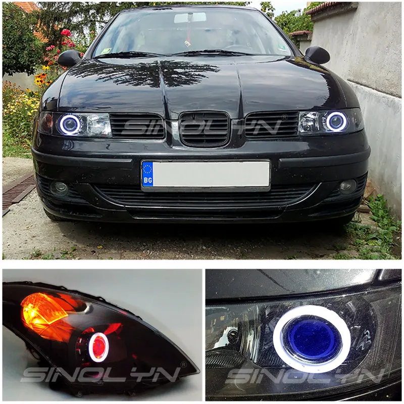  SINOLYN 2.5 inch COB LED Angel Devil Eyes DRL HID Bi-xenon Headlight Car Projector Lens Headlamp Le - 32592217623