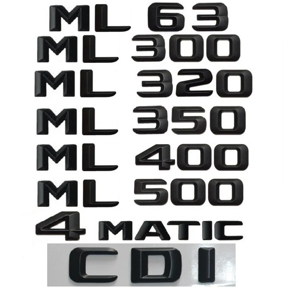 ML63 AMG Gloss Black Letter Number Rear Boot Badge Emblem ML Class Mercedes