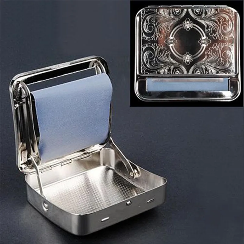 

1pc 70mm Metal Automatic Cigarette Tobacco Smoking Smoke Roller Rolling Machine Box Case Tin High Class