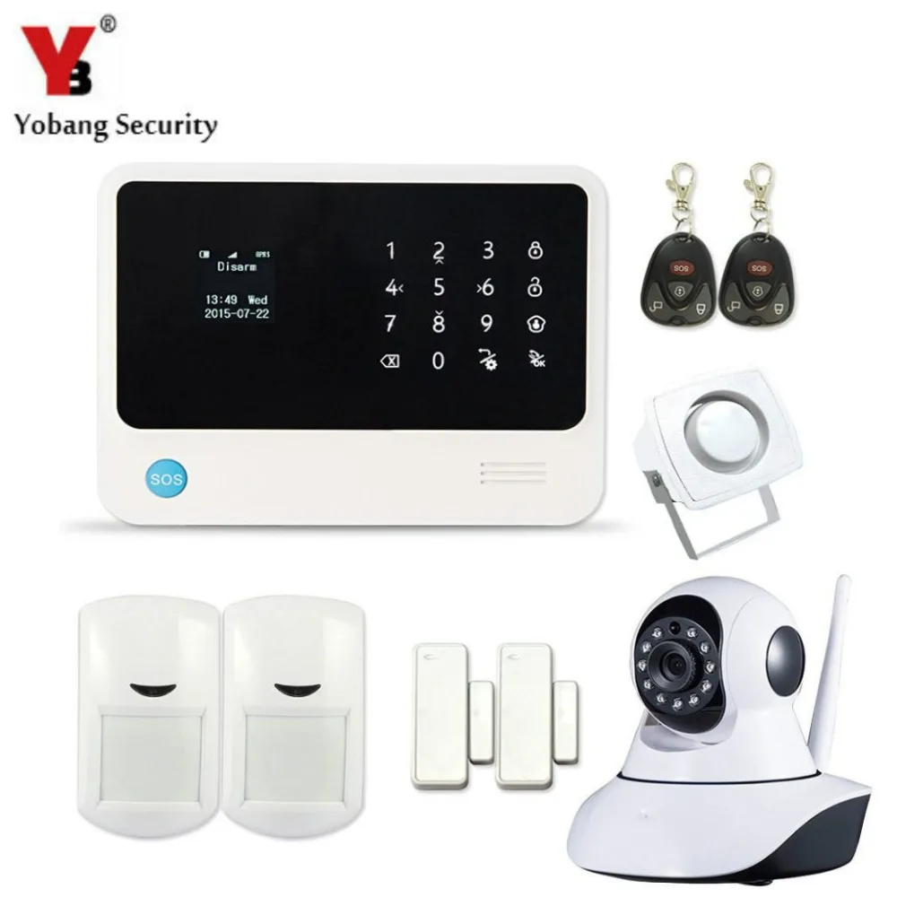 

YobangSecurity 2016 WIFI GSM GPRS Home Security Alarm System with IP Camera APP Control Wired Siren PIR Door Alarm Sensor