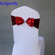 Burgandy Цвет атлас бант на стул Подвязка из спандекса для стула галстук бабочка лайкра подходят для всех стульев свадебный банкет отель украшение Вечерние