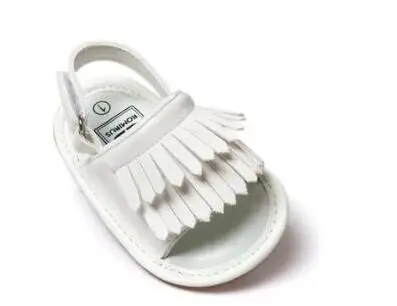 Сандалии для малыша детские мокасины с бахромой мягкая детская обувь детские сандалии обувь для мальчиков и девочек обувь для первых ходунков bebe - Цвет: white
