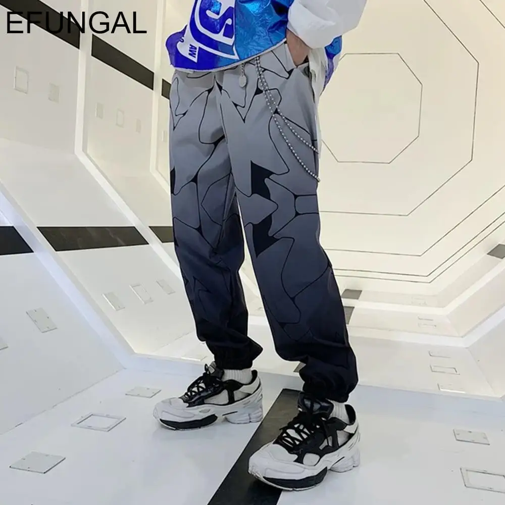 

EFUNGAL Gradient Geometry Harem Joggers Men Women Casual Pants Harajuku Streetwear 2019 Summer New Designhip Hop Track Trousers