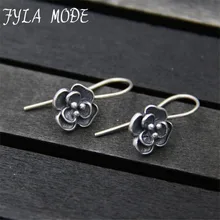 Vintage 925 Silver Drop Earring Rose Flower boucle d’oreille S925 Sterling Silver Dangle Earrings for Women Jewelry TYC205