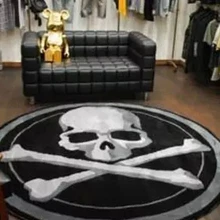 Скелет круглый ковер тренд личности черно-белая гостиная диван кровать спальня модные пользовательские аксессуары с покрытием коврик для комнаты