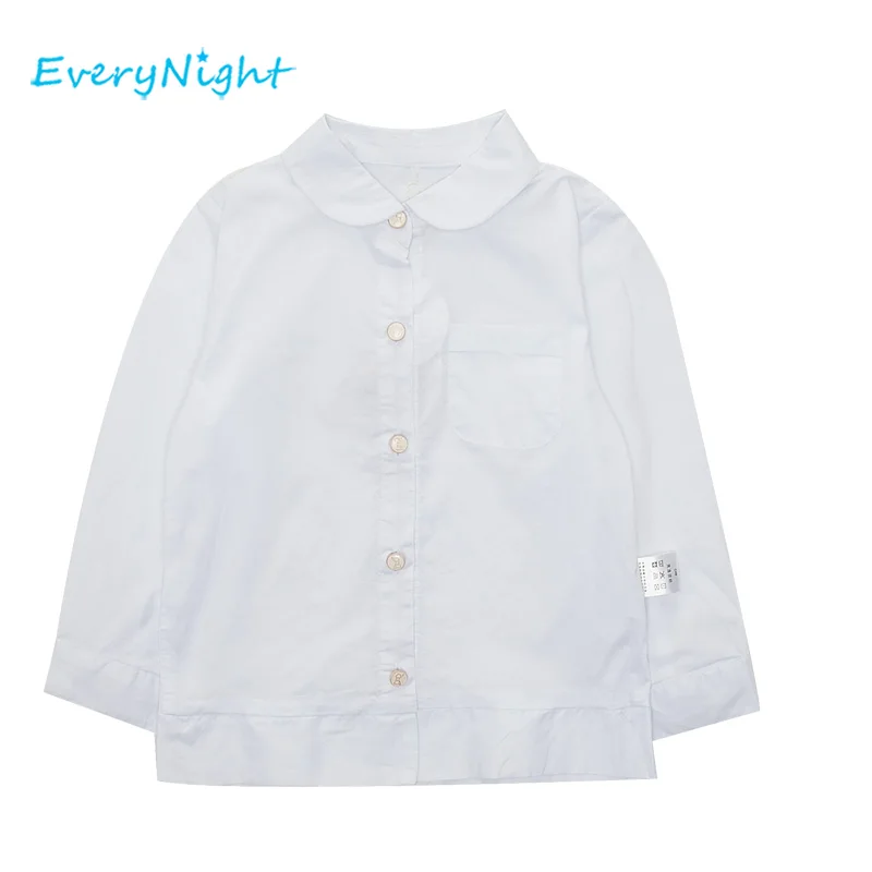 

Every Night 2017 Spring Autumn casual baby girl Solid Blouses Children Clothes CottonTurn-down Collar Long Sleeved