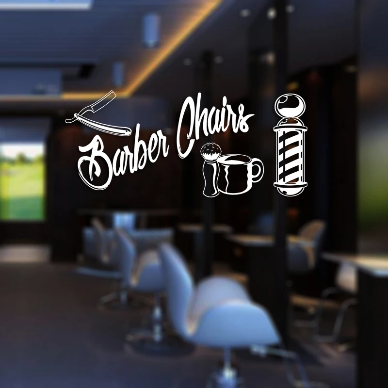 Barber Shop Sticker Chop Bread Decal Haircut Shavers Posters Vinyl Wall Art Decals Decor Windows Decoration Mural Ml029