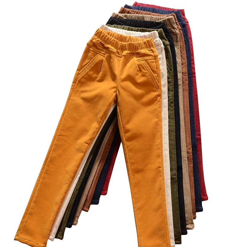 

Autumn and winter corduroy pants elastic waist casual pants high waist large size fashion corduroy pants feet long pants