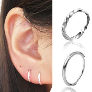 990 999 Fine Silver Twist Mini Small Hoop Earrings Dsmv Pure 990 999 Fine Silver Twist Mini Small Hoop Earrings Dsmv Pure Ear On