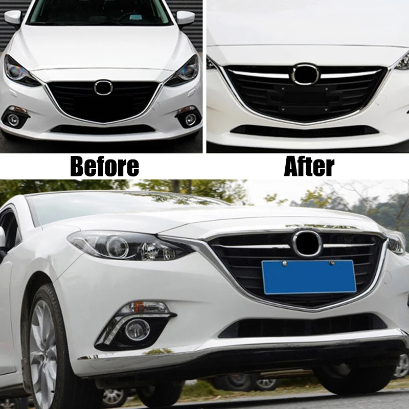 Хромированная решетка радиатора для Mazda 3 Axela BM 2014 2015 2016|radiator mesh|garnish moldingtrim cover |