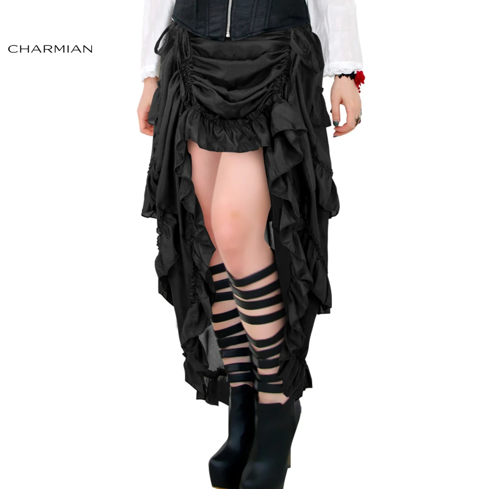 Женская юбка в викторианском стиле с высокой талией и оборками|high low skirt|low skirtsteampunk