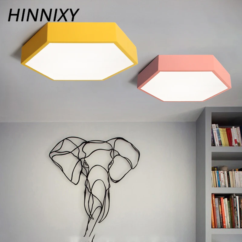 

Hinnixy Hexagon Ceiling Lamp Dimmable Macaron Surface Mounted Light Fixture 15W 96-265V Bedroom Living Room Decoration Lighting